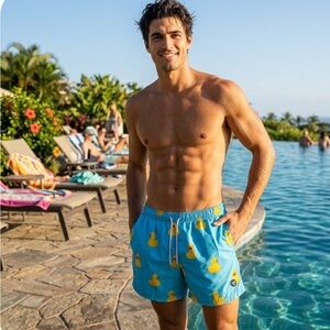 Molokai Surf Co. Rubber Ducks Swim Trunks in Blue - Size Large